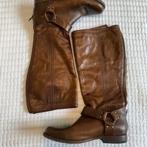 Frye Brown Leather Combat & Moto Boots